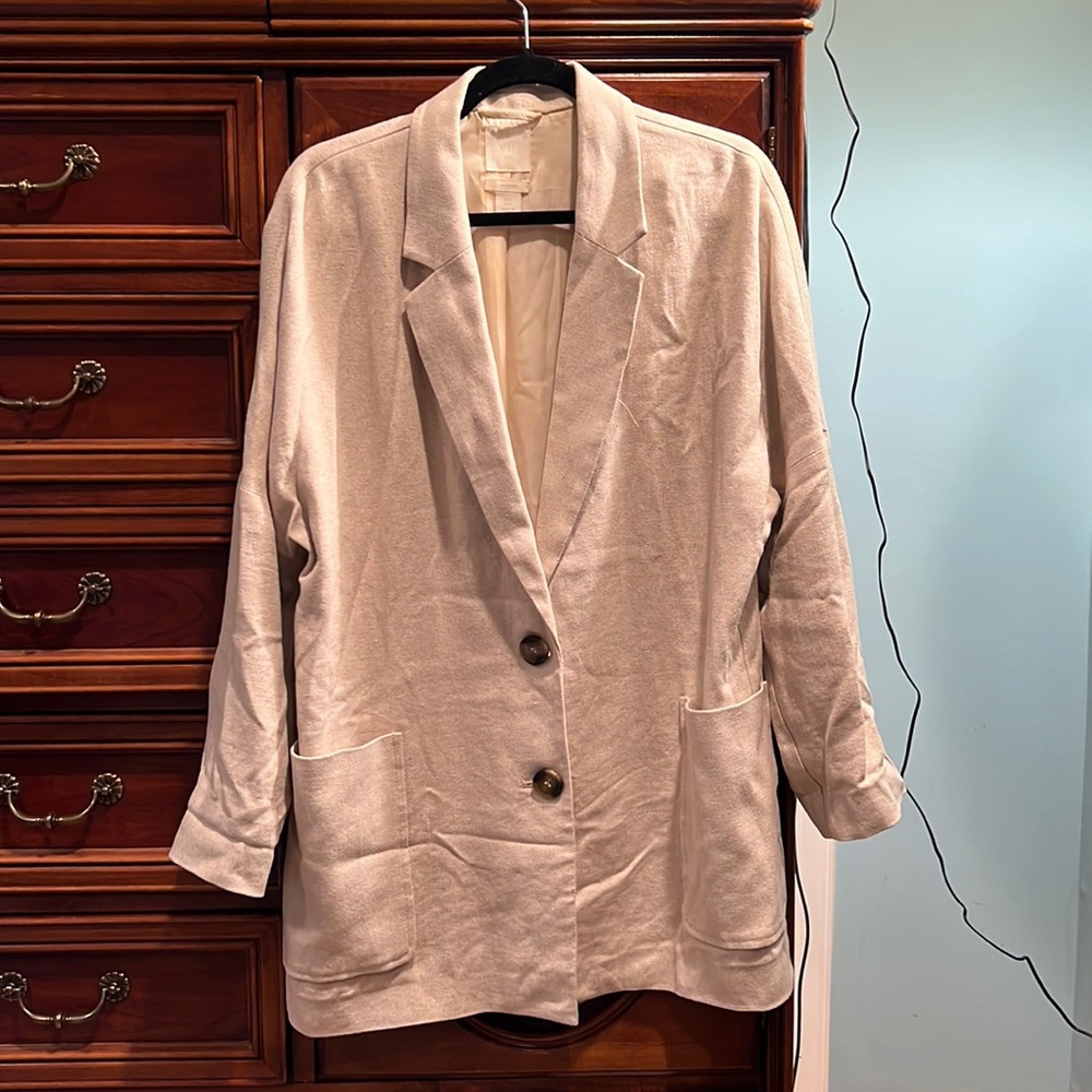 Oversized linen blend oatmeal H&M blazer small